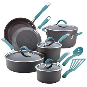 Cucina 12pc Hard Anodized Nonstick Cookware Agave Blue