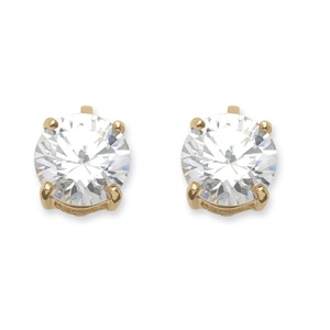 PalmBeach Jewelry 6 TCW Cubic Zirconia Clip-On Earrings 18k Gold-Plated