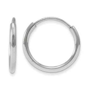 14k White Gold Endless Hoop Earrings - Measures 10x10mm