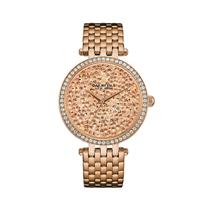 Ladies Rose Gold-Tone Crystal Watch Rose Crystal Dial