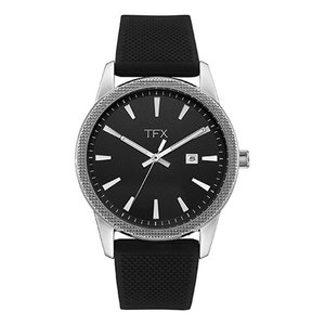 TFX by Bulova Mens Black Silicone Strap Watch Black Dial