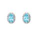 Sterling silver 6x4mm oval blue topaz gemstones with diamond accent studs