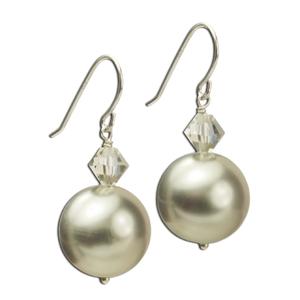 Lita Sterling Silver Silver Tone Shell Pearl With Swarovski Crystal Accents Drop Earrings
