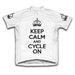Scudo Keep Calm and Cycle On Microfiber Short-Sleeved Cycling Jersey, White, 2XL