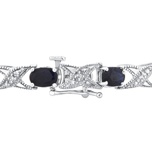 8.00 Cttw Blue Sapphire and Diamond Tennis Bracelet in Silver