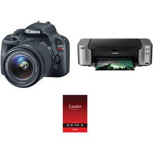 EOS Rebel SL1 DSLR Camera with 18-55mm Lens and Inkjet Printer Kit