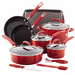 Hard Enamel Nonstick 14pc Cookware Set Red