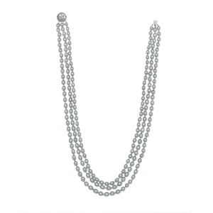 Dyed Silver Gray Color Genuine Rice Shape Freshwater Pearl Knotted Sterling Silver 17" ~ 19" Necklace