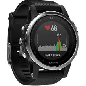 fenix 5S Multi-Sport Training GPS Watch (Silver, Black Band)
