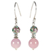 Lita Sterling Silver Rose Quartz and Cloisonne Dead Drop Earrings