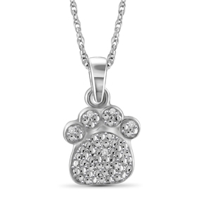JewelonFire White Diamond Accent Sterling Silver Paw Pendant