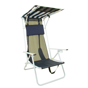 Quik Shade  Folding Beach Chair - Striped Navy Blue