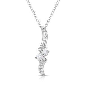 Two Diamond Pendant Necklace w/ White Gold
