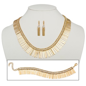 PalmBeach Jewelry 3 Piece Set Spray Jewelry Set in Yellow Gold Tone