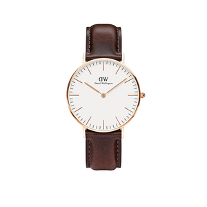 Classic Bristol 40mm Rose Gold Case Watch w/ Dark Brown Leather Strap