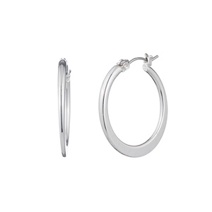 Silver-Tone Small Knife Edge Hoop Earrings