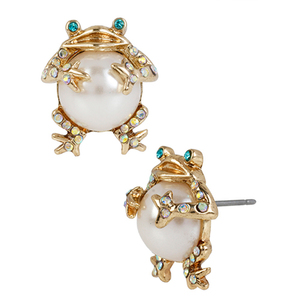 Pearl Critters Frog Stud Earrings