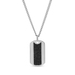 Sterling Silver Black Glitter Dog Tag Pendant with 24 Inch Steel Curb Chain