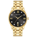 Mens Diamond Gold-Tone Stainless Steel Watch Black Dial