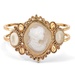 PalmBeach Jewelry Vintage Style Cameo Hinged Bangle Bracelet in Yellow Gold Tone 7 1/2"