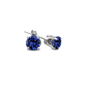 Sterling Silver 1/5ct TDW Treated Blue Round-Cut Diamond Studs (Blue, I2-I3)