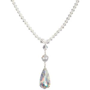 Lita Swarovski Crystal Faceted "Y" Necklace With Sterling Silver Chain, 16" + 2" Extender