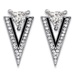 PalmBeach Jewelry Trilliant-Cut and Round Crystal Double Triangle Art Deco-Style Drop Earrings in Silvertone and Black Ruthenium .75"