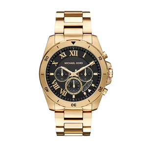 Mens Brecken Gold-Tone Watch Black Dial