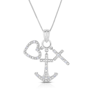 1/10Ctw Sterling Silver Diamond Charm Pendant