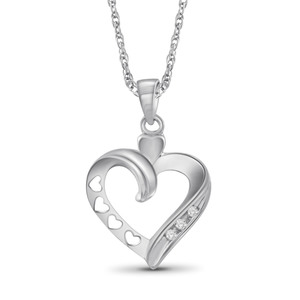 JewelonFire White Diamond Accent Sterling Silver Heart Pendant