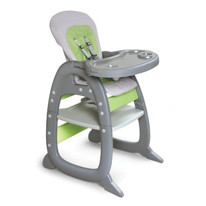 Badger Basket Envee II Baby High Chair with Playtable Conversion - Gray and Green