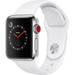 Watch Series 3 38mm Smartwatch (GPS + Cellular, Stainless Steel Case, Soft White Sport Band)