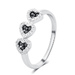 1/4 Cttw Black and White Diamond Heart Ring in Sterling Silver - Size 7 Only