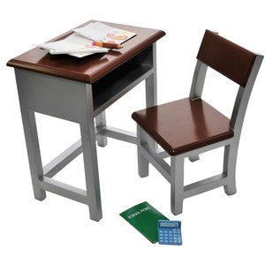 The Queen's Treasures Wooden Modern School Desk & Chair and Storage Shelf Plush School Supply Accessories Sized For 18 Inch American Girl Dolls