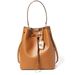 Debby Drawstring Leather Tote Brown