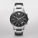 Mens Classic Silver-Tone Watch w/ Black Multi-Dials