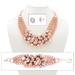 PalmBeach Jewelry Bezel-Set Crystal Rose Gold-Plated Collar Necklace Bracelet and Stud Earrings Set