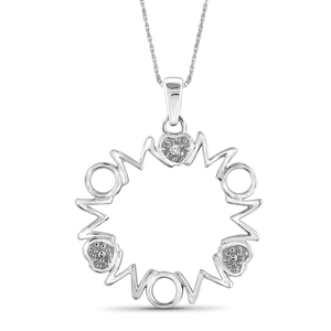 JewelonFire White Diamond Accent Sterling Silver MOM Pendant