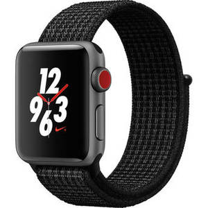 Watch Nike+ Series 3 38mm Smartwatch (GPS + Cellular, Space Gray Aluminum Case, Black/Pure Platinum Nike Sport Loop)