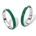 PalmBeach Jewelry Pave Birthstone Hoop Earrings in Stainless Steel