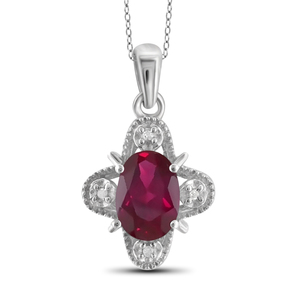 JewelonFire 1 Carat T.G.W. Ruby And White Diamond Accent Sterling Silver Pendant