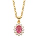 PalmBeach Jewelry .57 TCW Tourmaline Pink Crystal and Cubic Zirconia Halo Pendant Necklace MADE WITH SWAROVSKI ELEMENTS 14k Gold-Plated 18"-20"