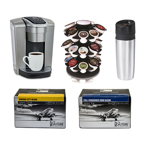 K-Elite Deluxe K-Cup Brewer w/ Carousel Travel Mug and Two 12ct Coffee