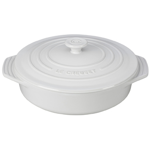 2.1 Qt. Covered Stoneware Round Casserole White