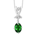 JewelonFire 3/4 Carat T.G.W. Chrome Diopside And White Diamond Accent Sterling Silver Pendant