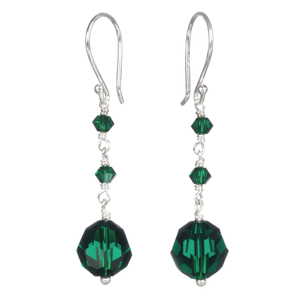 Swarovski Elements Emerald Colored Drop With Sterling Silver Earrings