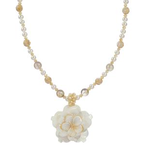 Lita Gold Plated Sterling Silver Shell Flower Short Necklace 18"