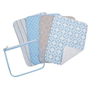 Trend Lab Gift Set Logan Zipper Pouch And 4 Burp Cloths