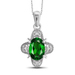 JewelonFire 3/4 Carat T.G.W. Chrome Diopside And White Diamond Accent Sterling Silver Pendant