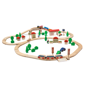 Eichhorn 81 Piece Wooden Train Set with Bridge